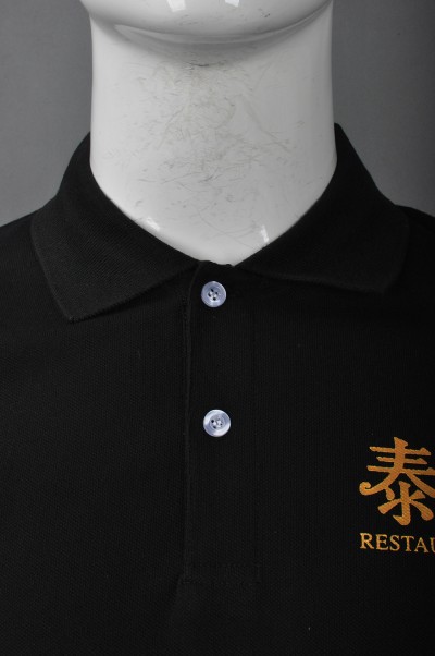 P710 訂做個性Polo恤款式   自訂印花LOGOPolo恤款式 泰國餐廳 公司 飲食行業 服務員 侍應制服  製作Polo恤款式   Polo恤專營    黑色 細節-6